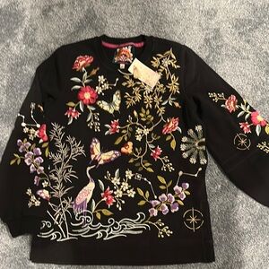 Johnny Was Black Floral Embroidered Jacket